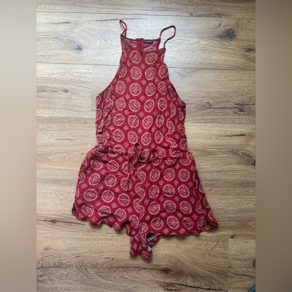 Brandy Melville Red Mandala Print High Neck Romper